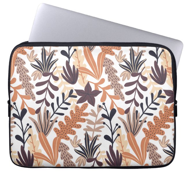 Colorful seamless leaves pattern laptop sleeve (Front)