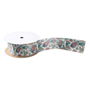 Colorful Seamless Paisley Pattern Satin Ribbon