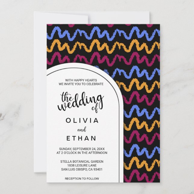 Colorful seamless pattern chic Wedding Invitation (Front)