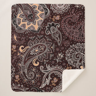 Colorful seamless pattern in paisley style. Vintag Sherpa Blanket