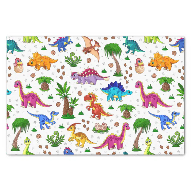 Colorful Seamless Pattern Jurassic Dinosaur Tissue Paper Zazzle