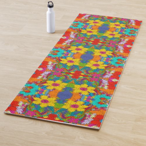 Colorful Seamless pattern warm colors red orange Yoga Mat