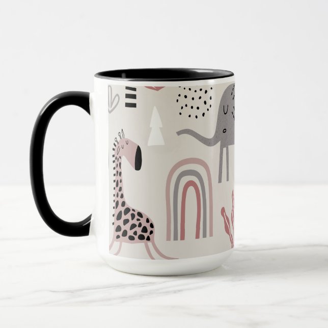 Colorful seamless pattern with cute elephants and  mug (Left)