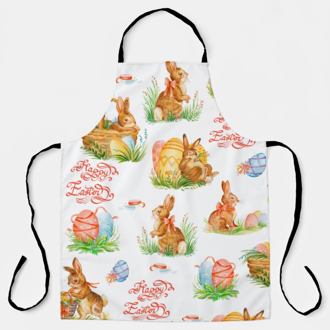 Colorful seamless pattern with spring easter conce apron (Front)