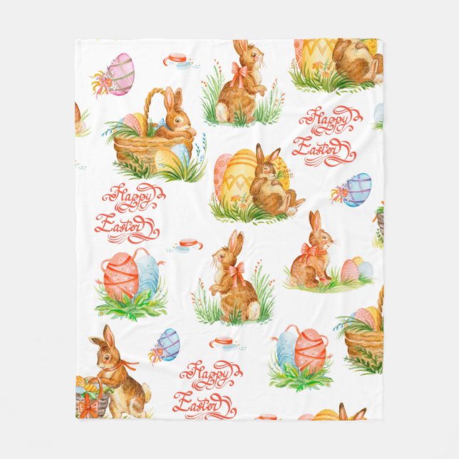 Colorful seamless pattern with spring easter conce fleece blanket (Front)