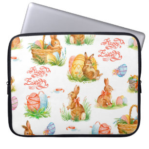 Colorful seamless pattern with spring easter conce laptop sleeve