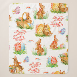 Colorful seamless pattern with spring easter conce sherpa blanket