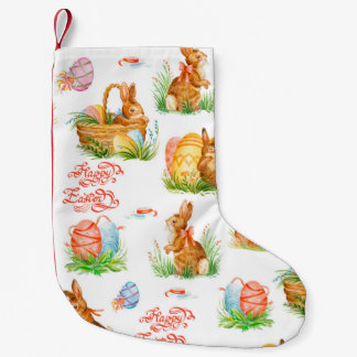 Colorful seamless pattern with spring easter conce small christmas stocking