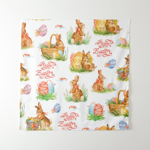 Colorful seamless pattern with spring easter conce tapestry