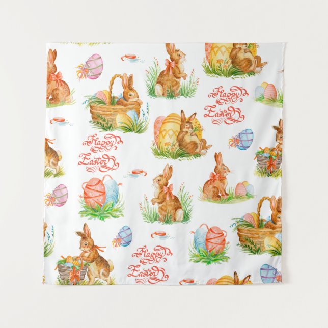 Colorful seamless pattern with spring easter conce tapestry (Front)