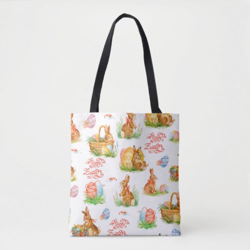 Colorful seamless pattern with spring easter conce tote bag