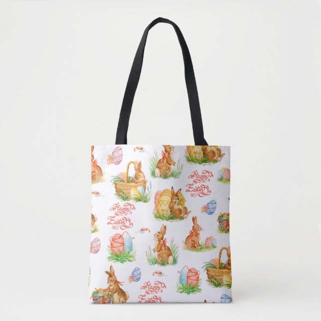 Colorful seamless pattern with spring easter conce tote bag (Front)