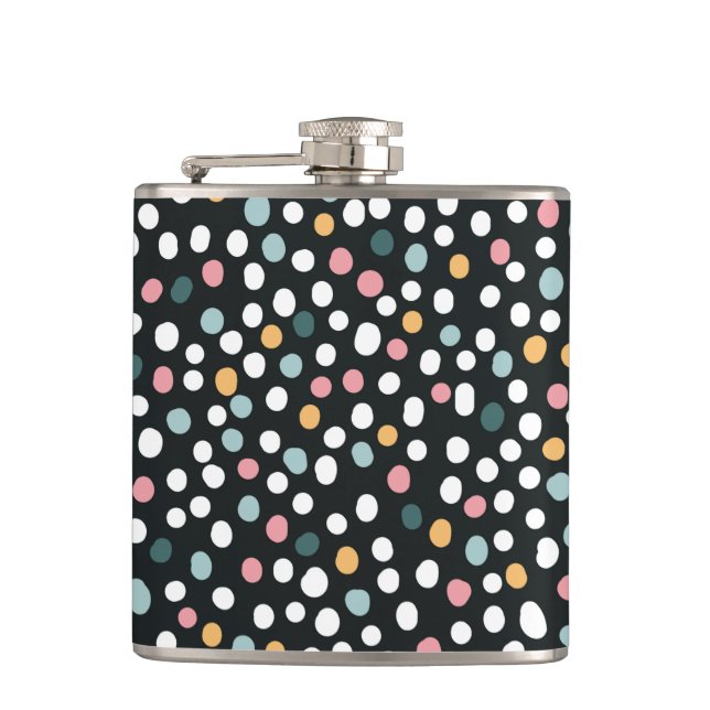 Colorful Seamless polka dots Pastel Pattern      Flask (Front)