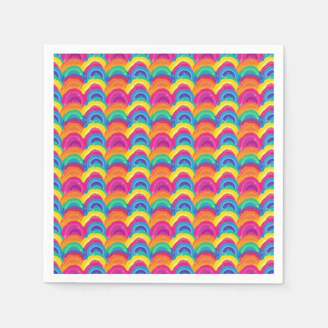 Colorful Seamless Rainbow and Wave Pattern Napkins (Front)