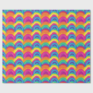 Colorful Seamless Rainbow and Wave Pattern Wrapping Paper