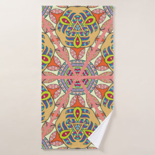 Colorful seamless triangle patchwork pattern. Abst Bath Towel
