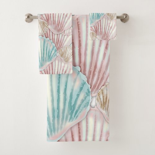 Colorful Seashell Cluster Bath Towel Set