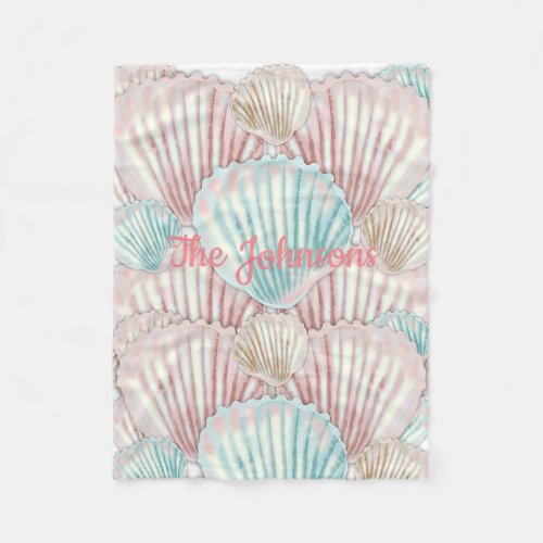 Colorful Seashell Cluster Fleece Blanket