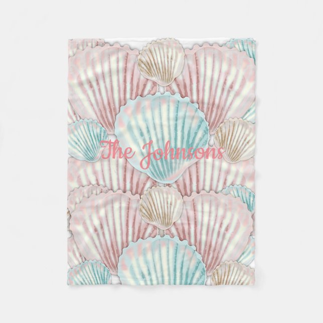 Colorful Seashell Cluster Fleece Blanket (Front)