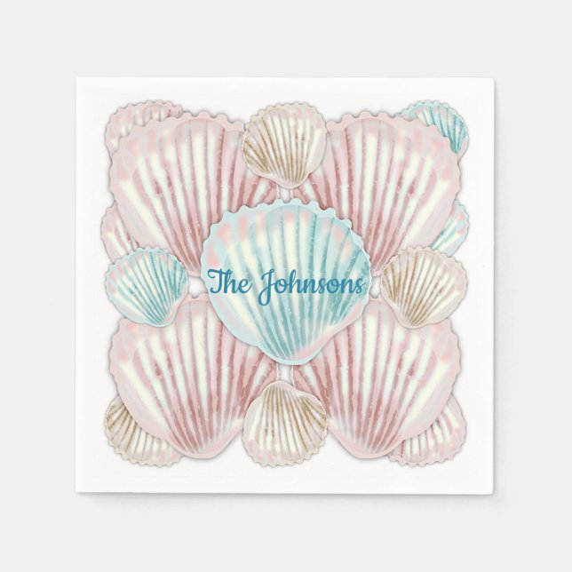Colorful Seashell Cluster Napkins (Front)