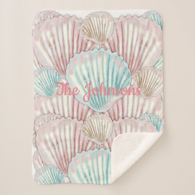 Colorful Seashell Cluster Sherpa Blanket (Front)