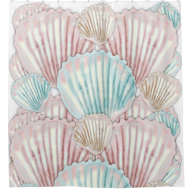 Colorful Seashell Cluster Shower Curtain (Front)