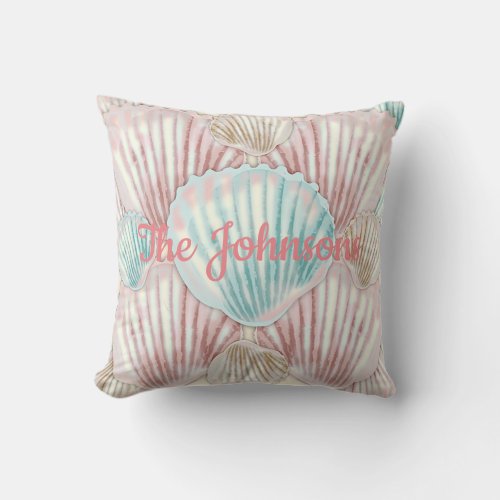 Colorful Seashell Cluster Throw Pillow