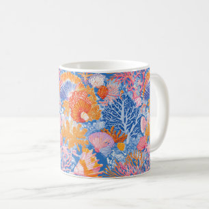 Colorful Seashell Coral Turquoise Purple Ocean Coffee Mug