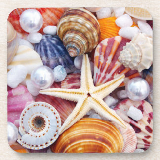 Colorful seashell Hard plastic coasters