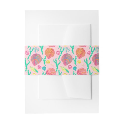 Colorful Seashell Pattern Pretty Shells Beach Invitation Belly Band