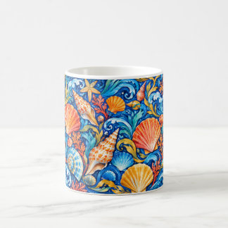 Colorful Seashell Wave Coastal Pattern Mug