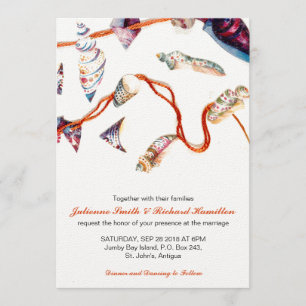 Colorful Seashells Beach Wedding Invitations