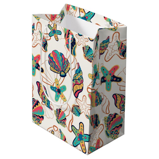 Colorful seashells medium gift bag (Back Angled)