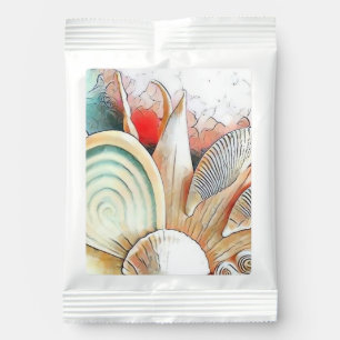 Colorful Seashells on beach watercolor painting Margarita Drink Mix