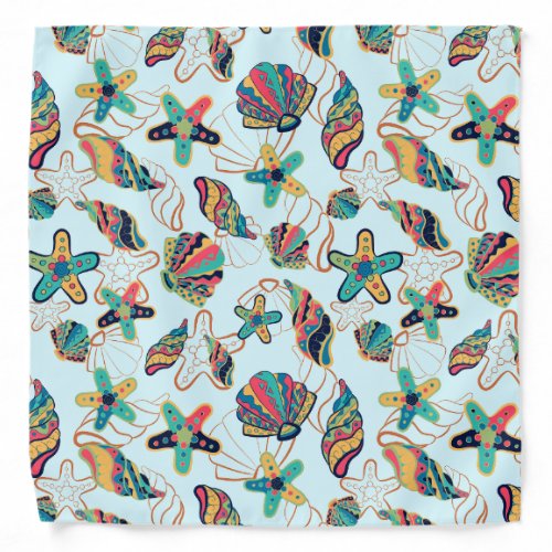 Colorful seashells pattern bandana