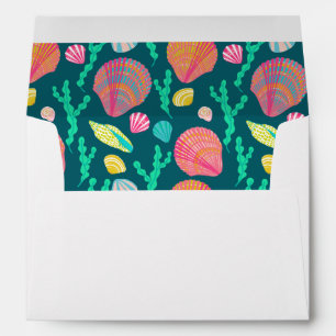Colorful Seashells Pattern Beach Wedding Party  Envelope