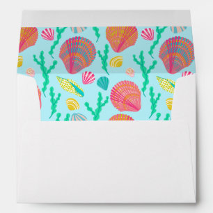 Colorful Seashells Pattern Beach Wedding Party  Envelope
