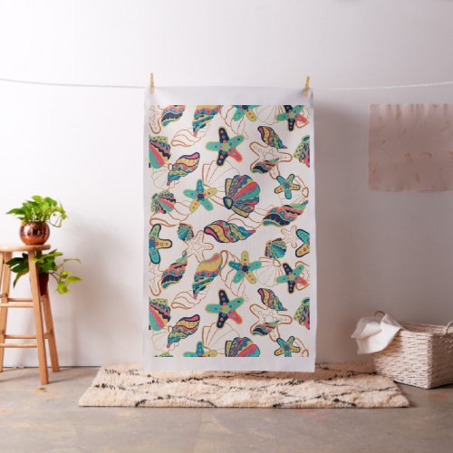 Colorful seashells pattern fabric