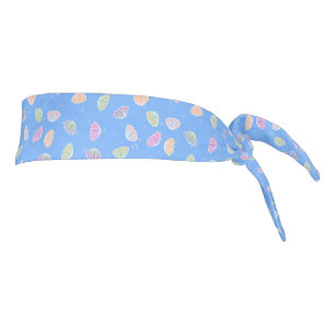 Colorful Seashells Pattern Light Blue Tie Headband