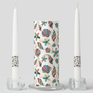 Colorful seashells pattern unity candle set