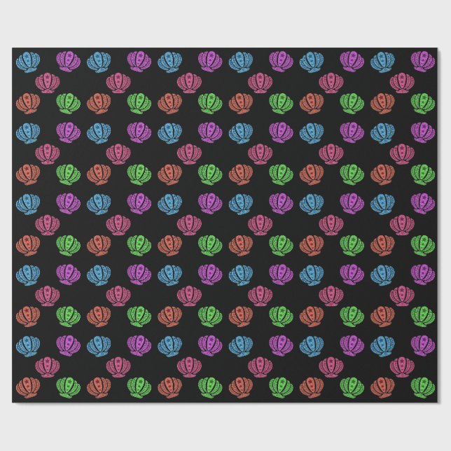 Colorful Seashells Pattern Wrapping Paper (Flat)