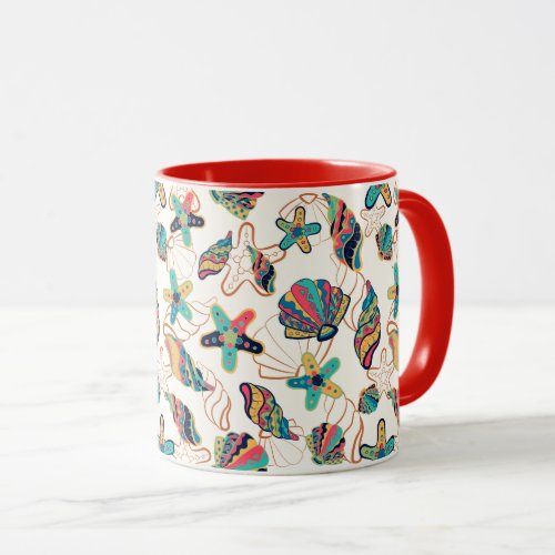 Colorful Seashells seamless pattern Mug