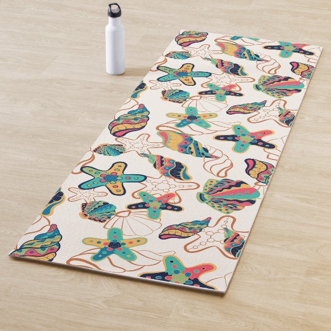 Colorful Seashells Seamless Pattern Yoga Mat (In Situ)