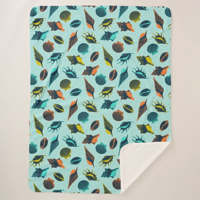 Colorful seashells sherpa blanket (Front)