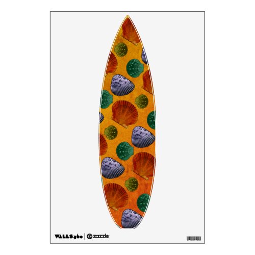 Colorful Seashells Surfboard Wall Decal