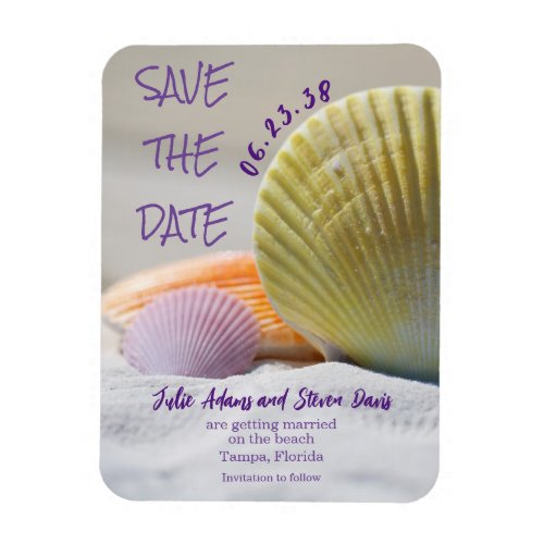 Colorful Seashells Wedding Save the Date Magnets