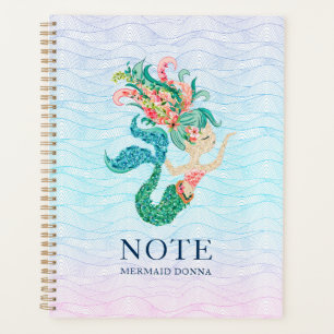 Colorful seashore flowers mermaid planner