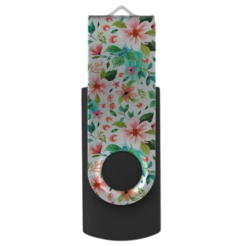 Colorful seashore flowers pattern flash drive