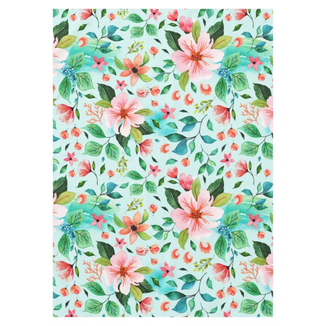 Colorful seaside flowers pattern tablecloth (Front)