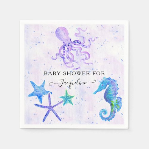 Colorful Seaside Starfish Seahorse Octopus Baby Napkins